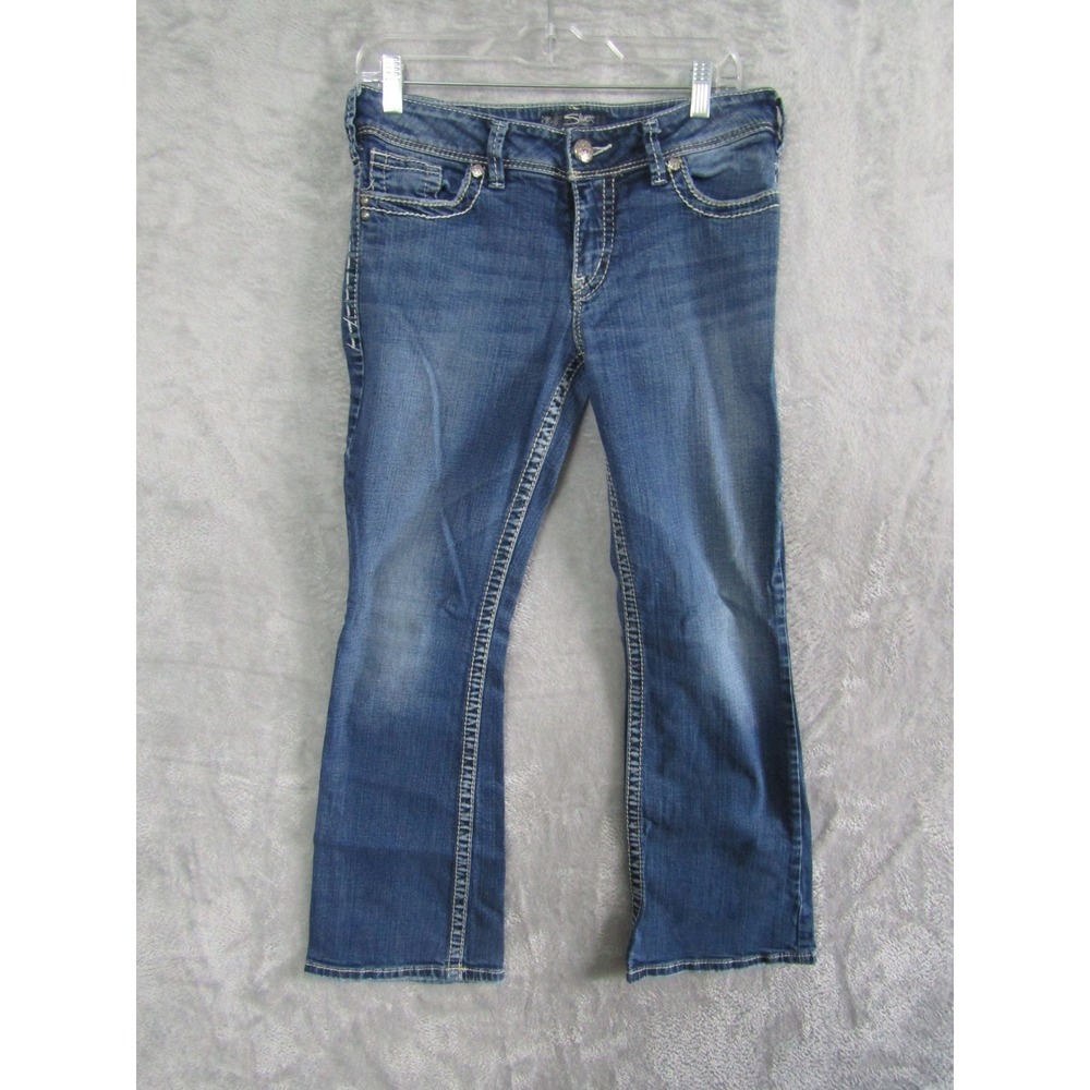 Silver Jeans Co Suki Bootcut Jeans Medium Wash‎ Embellished Pockets Womens